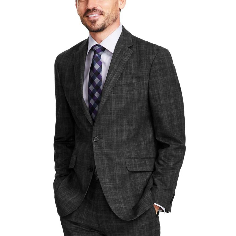 Kenneth Cole Reaction Mens Slim-Fit Ready Flex Suit Jacket 42R Charcoal NWT $275